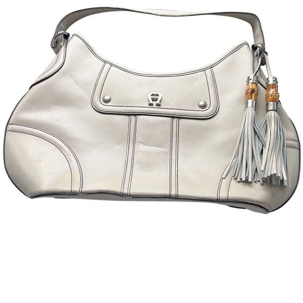 Aigner leather handbag with bamboo tassels